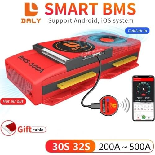 DALY Large Battery PCB LiFePO4 Smart BMS 32S 96V 200A 250A 300A 400A 500A with UART RS48 CAN Bluetooth LCD Light Board Display
