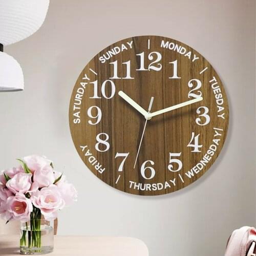 Wooden Wall Clock Silent Decorative Home Office Glow in the Dark Clocks Frameless Kitchen Wall Clocks Decoration