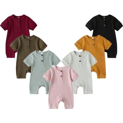 Baby Romper Jumpsuit Baby Girl Boy Clothes Newborns Toddlers Autumn Solid Color Short-sleeved Jumpsuit 3M 6M 12M 18M 24M