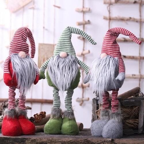 Long legs Santa New Year Christmas Tree Decorations White beard Santa Telescopic Doll Christmas Decorations for Home