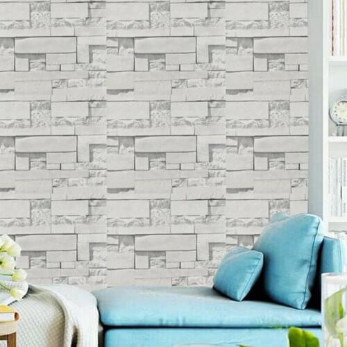 Home Decor 3D PVC Wood Grain Wall Stickers Paper Brick Stone Rustic Effect Self-Adhesive Wallpaper Room 45x100cm