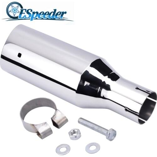 ESPEEDER 54mm Universal Stainless Steel Car Muffler Exhaust System Polished Silver Silencer Exhaust Tip Muffler Pipe