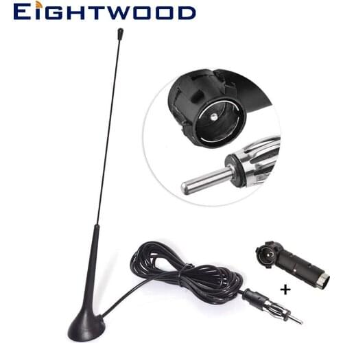 FM Aerial FM Radio Antenna Magnet Mount 3m Cable RG174 + DIN Socket 41585 to ISO Adapter for FM Cars Radio Trucks Cars Universal