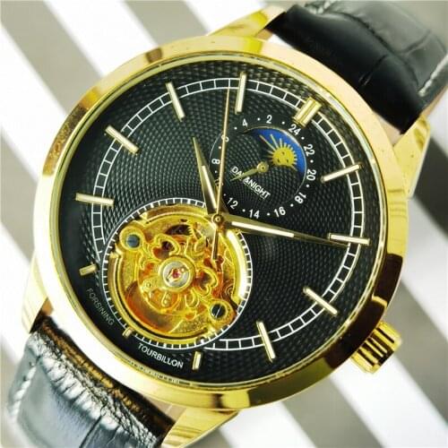 Forsining 2020 New Mens Wristwatch Top Brand Luxury Automatic Mechanical Watches Golden Case Tourbillon Leather Strap Man Clock