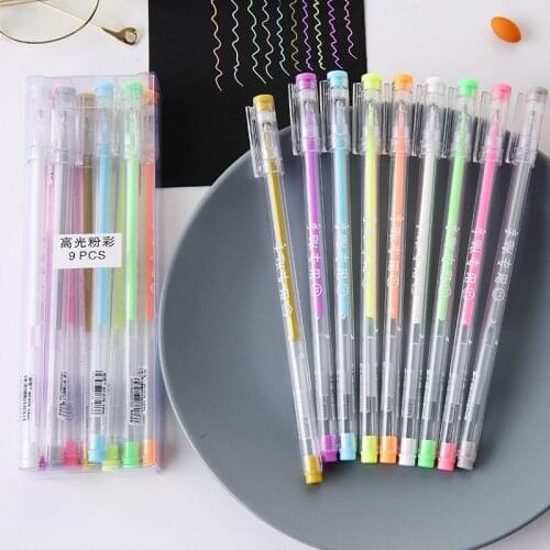 9Pcs/set Korea Stationery High Gloss Pastel 9 Color Chalk Gel Pen Hand-painted DIY Pen Highlight Pen Hand Account Pens