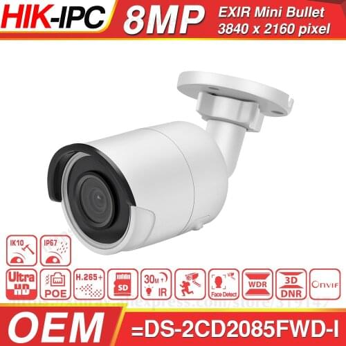 Hikvision OEM IP Camera 8MP OEM form DS-2CD2085FWD-I Bullet Network CCTV Camera POE WDR POE SD Card Slot