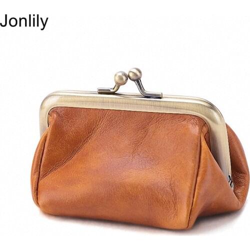 Jonlily Women Mini Coin Wallet Retro Genuine Leather Small Organizer Handy Purse Fashion Clutch Bags -KG602