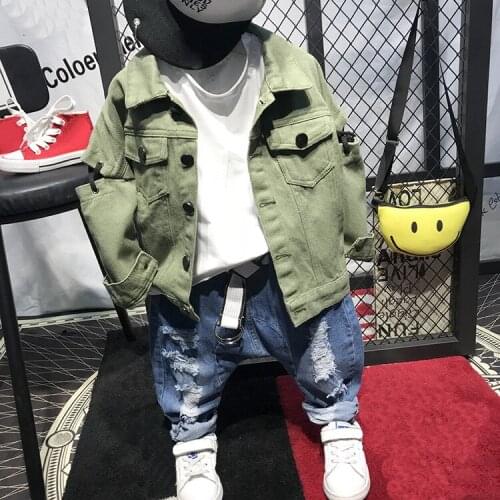 Kids clothing sets,fashion children spring and autumn Denim jacket + T-shirt + jeans 3pcs set toddler boys clothing (No belt