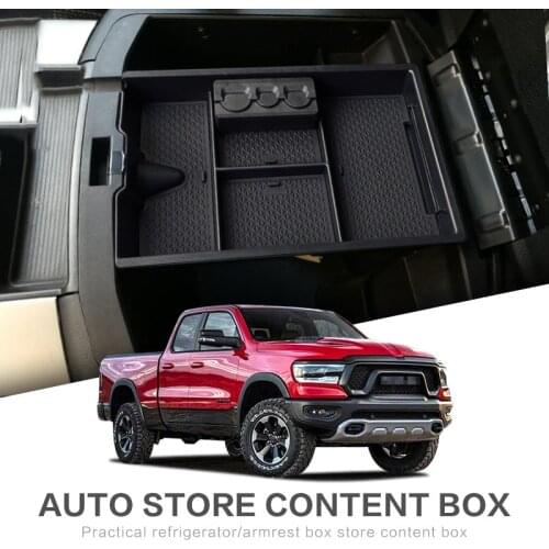For Dodge RAM 1500 2500 3500 2009~2018 Car Central Armrest Storage Box Center Console Flocking Organizer Containers Accessories