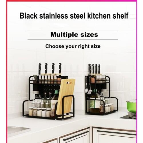 Kitchen Shelf Seasoning Shelf Multifunctional Kitchen Storage Stainless Steel Kitchen Rack Seasoning Rack No need to install