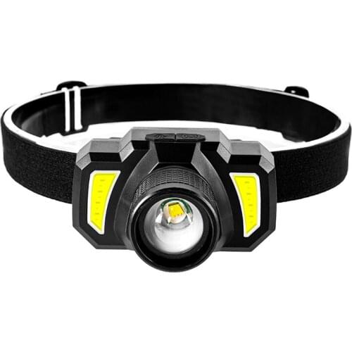 Zoomable LED COB Headlamp Rechargeable Sensor Headlight with Six Lighting Modes Powerful Headtorch for Running Camping Fishing