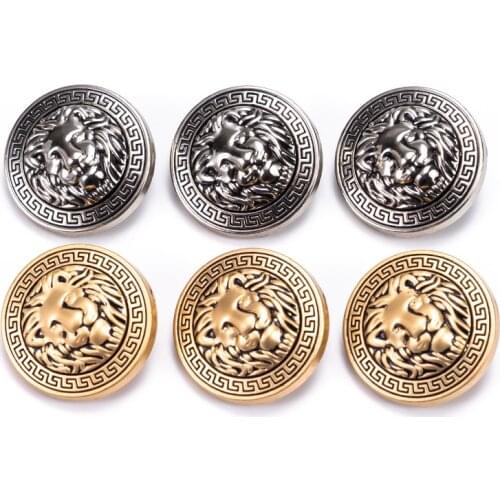 Metal Buttons Lion Head Sewing Clothes Round Shaped Set for Men Women Blazer Sewing Accessories Cufflinks Pants buckle