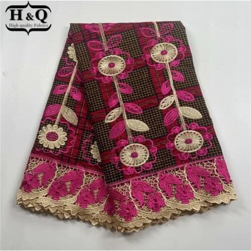 H&Q latest style 6 yards/lot african batik lace wax fabric embroidery nigerian lace 100% cotton wax fabric for party dress H0710