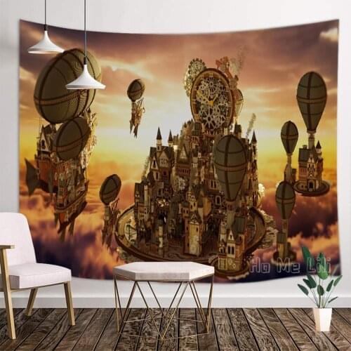 Steampunk City Tapestry Art Interior Decoration