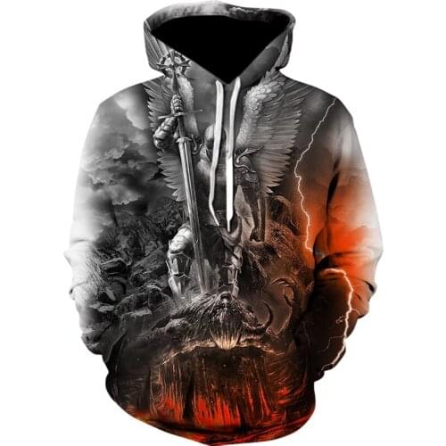 Autumn mens and womens skull hoodie casual street style angel demon war element 3D printing clothing 2021 new product hot sale