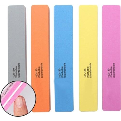 5pcs Nailfile Sponge Sandpaper Nail Buffer 100/180 Sanding Foam Emery Board Nail Files Buffering Random Color