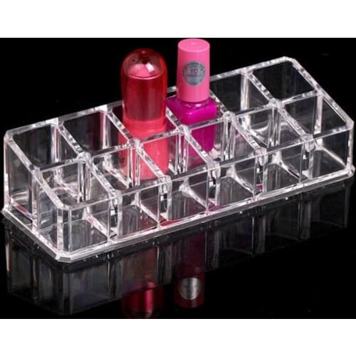 Clear Acrylic Lipstick Storage Box 12 Grids Lipstick Holder Cosmetic Storage Box Makeup Organizer Sundries Display Box