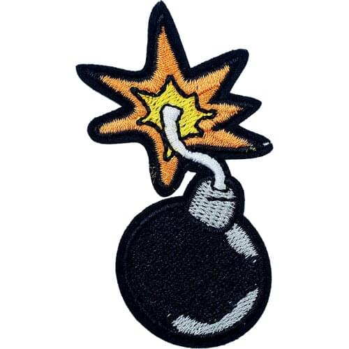 Black Bomb Size:3.5X7.0cm DIY Badges Cloth Jeans Cowboy Patch Clothes Down Jackets Decoration Applique Iron On Badge