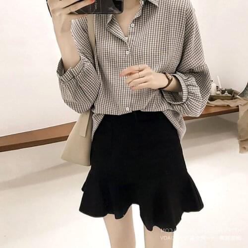 Office Lady Slim Shirts Tops Female Blusas Women Blouses Lantern Long Sleeve Casual Shirt