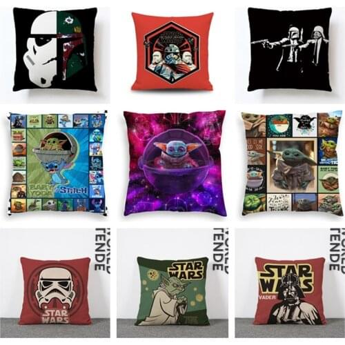 Star Wars Baby Yoda Cushion Cover baby yoda Print Home Decoration Soft Pillowcase Plush Toys Gift 45x45cm
