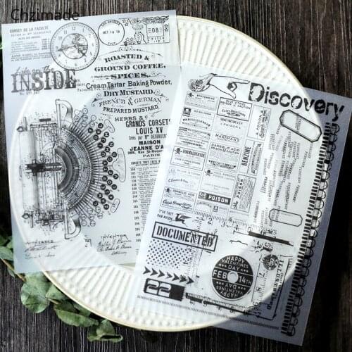 Lychee Life 8Sheets/lot Retro Black White Color Vellum Self-adhesive Paper Stickers For Scrapbooking DIY Card Making Crafts