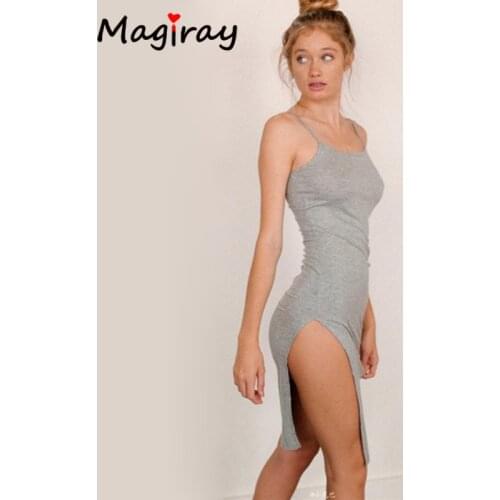 Sexy Split Hem Backless Midi Vestidos Mujer Bodycon Dress Women Summer 2021 Casual Sheath Cotton Robe Femme T Shirt Dresses C144