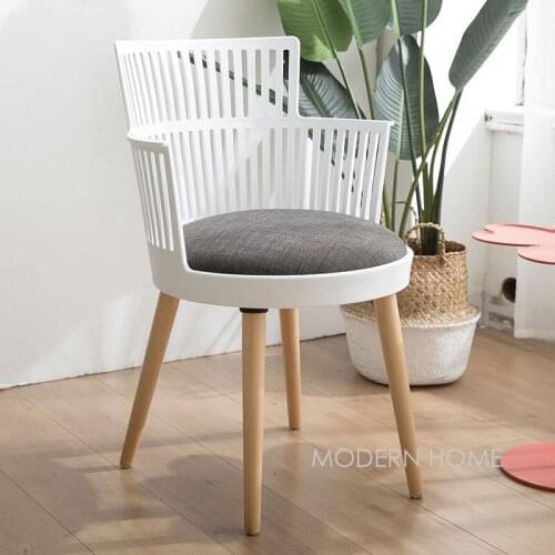 Modern Design Plastic and Solid Wooden Padded Dining Side Chair, Upholstered soft cover leisure Chair, loft fashion design chair