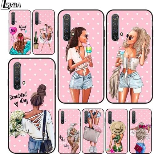 Woman Girl Mom Baby for OPPO Realme V15 X5 X3 X50 X7 X2 C17 C11 C3 C2 7 7i 6 6S 6i 5 Narzo 20 Pro Black Phone Case