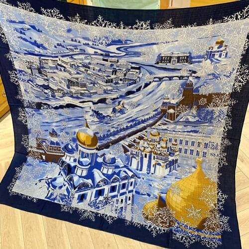 Way To Moscow European and American Fashion Style 135 Velvet Silk Big Square Scarf In Autumn and Winter Shawl Scarf To Keep Warm