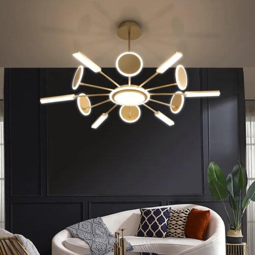 Gold/Black Light Luxury Bedroom Lamp Simple Modern Atmosphere Dining RoomLamp Nordic Living Room Decoration Chandelier Lighting