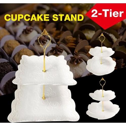1Pc Fashion 2 Layers Desktop Cupcake Stand Fruit Storage Plate Dessert Snack Display Tray for Wedding Birthday Party