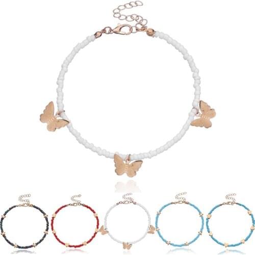 1pc Bohemian Style Bead Decor Ankle Bracelet Stars Heart Butterfly Decor Cute Bead Anklet Jewelry Accessories For Beach Travel