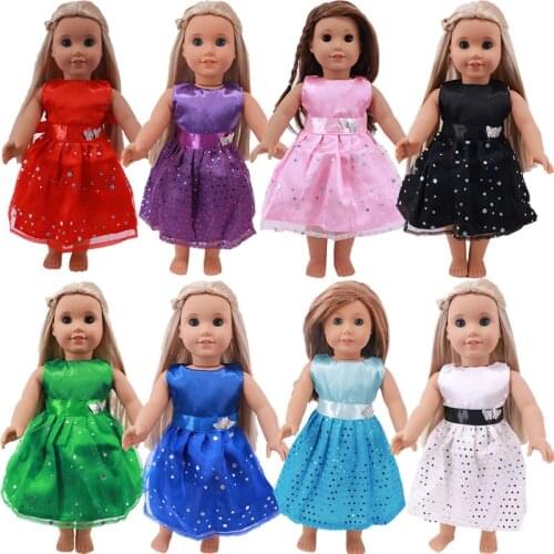 10 Style Butterfly Sequin Sleeveless Dresses For 18 Inch American And 43 Cm Born Baby Doll Clothes Accessories,Our Generation
