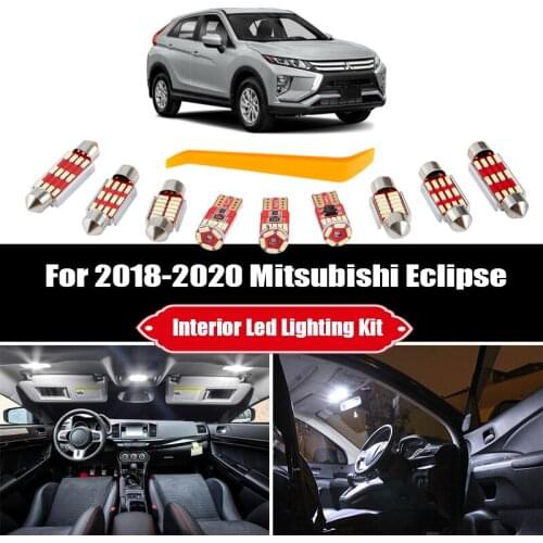 13pcs White Canbus LED Light Interior Light Kit For Mitsubishi Eclipse Cross 2018 2019 2020 LED Map Trunk License Plate Lamp