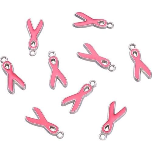 20pc Alloy Enamel Pendants Charms Tie Shape Pink for Jewelry Making DIY Bracelet Necklace Accessories Craft Supplies