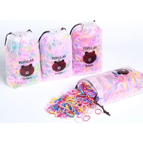 2000pcs/4000pcs Cute Girls Colourful Disposable Elastic Hair Bands Ponytail Holder Rubber Band Scrunchies Kids Hair Accessories