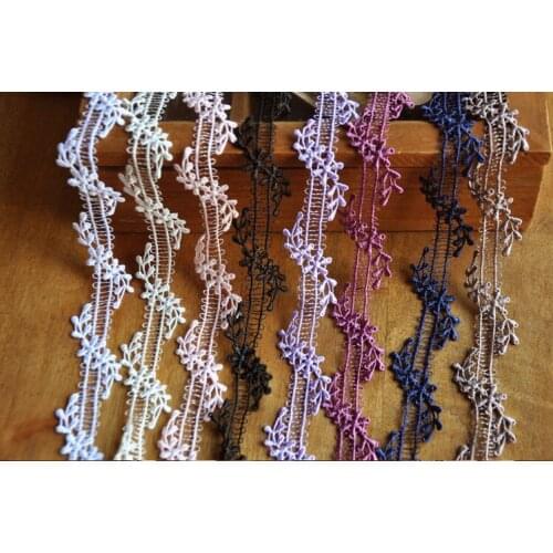 3 Meters/lot 2cm Width Water Soluble Purple Lace Embroidery Venise Lace Trim for Wedding Gown Costume Design