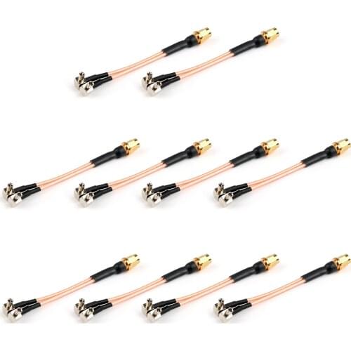 Artudatech 10Pcs RP SMA Plug Female Pin To Y Type 2x TS-9 Splitter Combiner Pigtail RG316 10cm Connector Parts