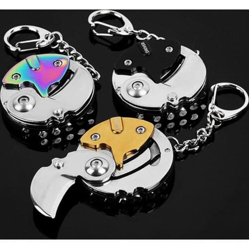 Keychain Cutter Multifunctional Self-defense Keychain coin shape design easy to carry Hanging hole key chain High Safety sharp