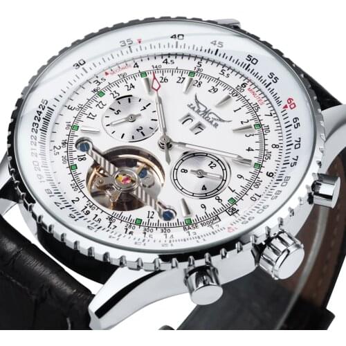 JARAGAR Classic Skeleton Mechanical Mens Watches Top Brand Luxury Tourbillon Automatic Watch Men Leather Strap Date Display Dres