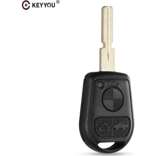 KEYYOU 3 Button Uncut Blade Car Key Replacement Remote Key Case Shell for BMW E31 E32 E34 E36 E38 E39 E46 Z3 Fob Uncut key case