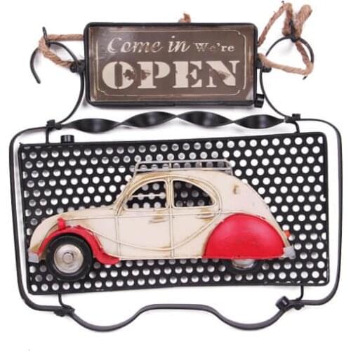 Decorative Metal Open Door Lettering Red Car Decorated - Cafe, Restaurant, hotel-Door Wall Lettering-Gift, Trinket Quality Metal