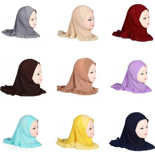 Kids Girls Hijab Muslim Amira Islamic Scarf One Piece Turban Hat Underscarf Instant Ready To Wear Head Wrap Shawl Ramadan Arab