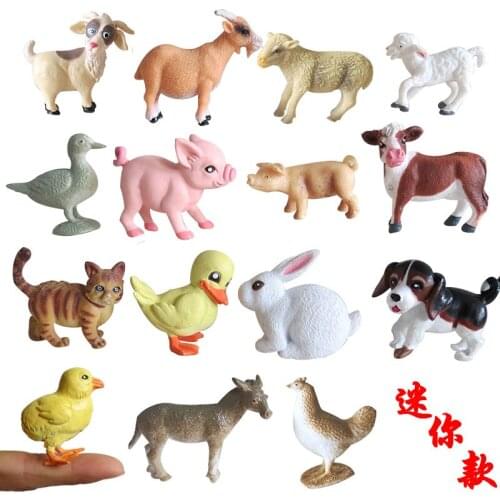 Home Decor Figurines Miniatures Pvc Plastic Simulated Animal Duck Cattle Donkey Rabbit Baby Props Model Toys