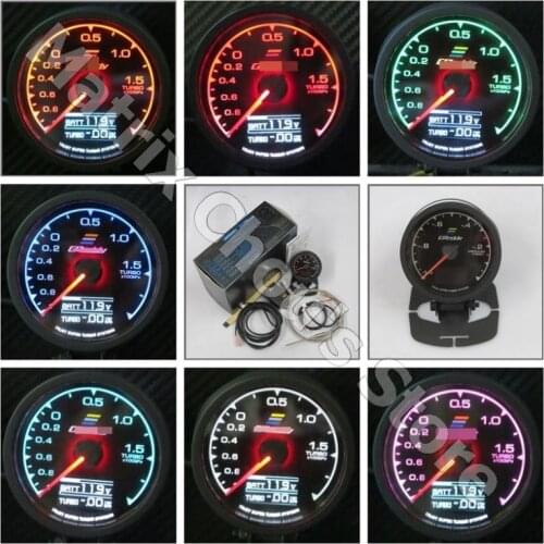 GRe**y Gauge Vacuum Gauge GReddi 7 Light Colors LCD Display With Voltage Car Meter Gauge 62mm 2.5 Inch With Sensor Racing Gauge