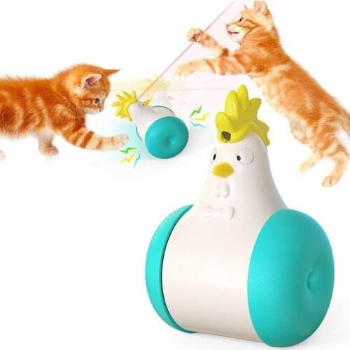 USB Charging Chicken Light Cat Toy Interactive Laser Cat Toy with 3 Play Modes Tumbler Cat Toy Indoor Cats Chicken Modeling Toys