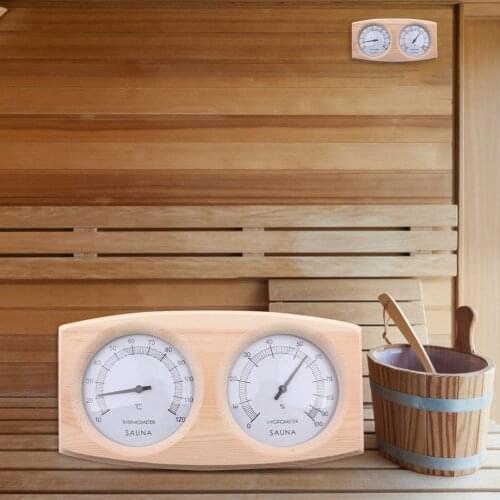 Sauna Room Humidity Meter Digital Display Double Gauges Wooden Thermometer Heat Resistant Instruments Steam Bath