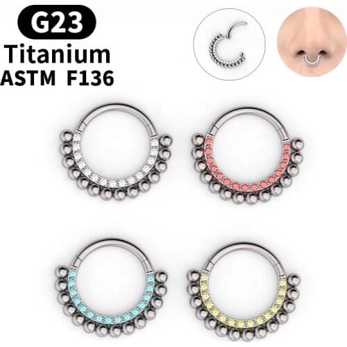 1pcs Fashion Ladies Nose Ring G23 Titanium Zircon Diaphragm Cartilage Puncture Body Decoration Jewelry Holiday Gift New 2021