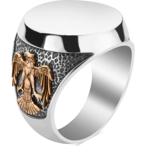 Personalized Silver Ring Vintage Men Jewelery Seljuk Empire Motif Ring Gokturkish Letter Ring 925K Silver