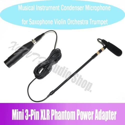 Musical Instrument Condenser Microphone Gooseneck Mic for AKG XLR 3PIN TA3F with +48V Phantom Power Adapter for DJ Mixer